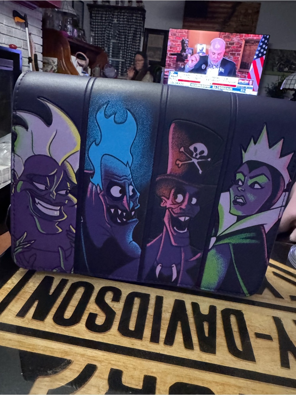 Loungefly Disney VILLIANS Black Bag with Colorful Villain Graphics